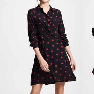 Ganni Black Dress with Red Polka Dots